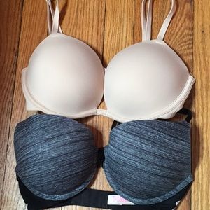PINK | Tan and Gray/Black Push-up Bras